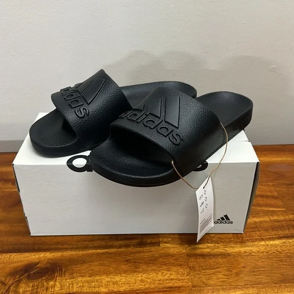 Brand New Never Worn! Adidas adilette Aqua Slides Black - Picture 6 of 7